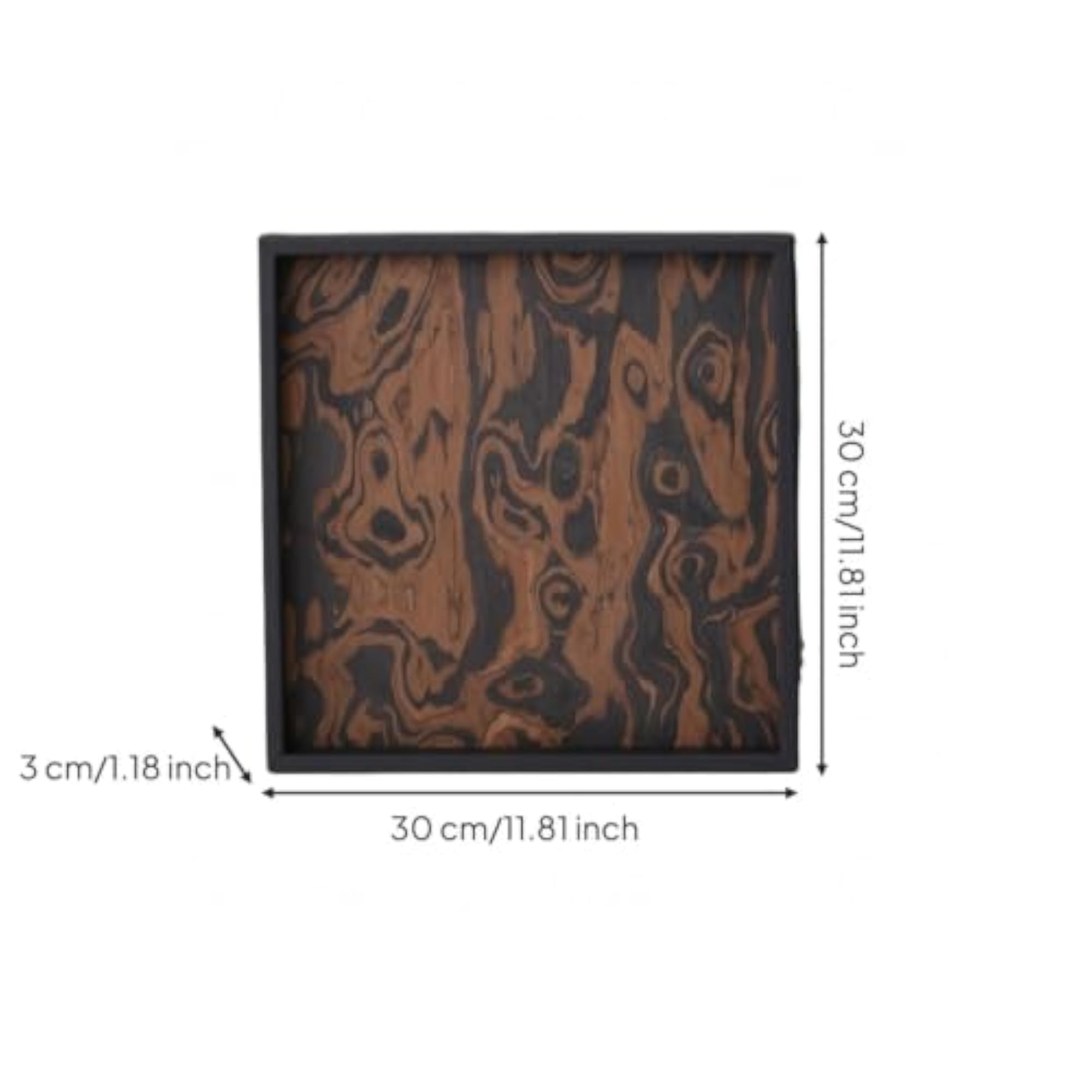 Raised Sides Leather-Edged Wood Tray, Rustic Tabletop Decor
