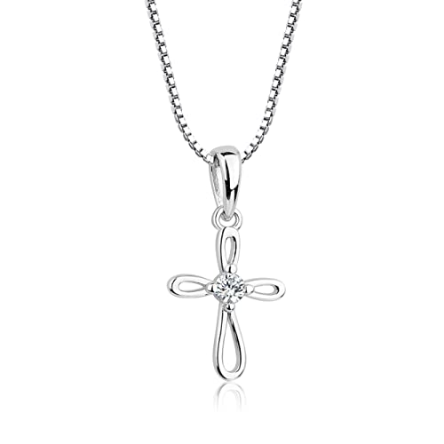 Cherished Moments Girl's Sterling Silver First Communion Infinity Cross Pendant Necklace with CZ