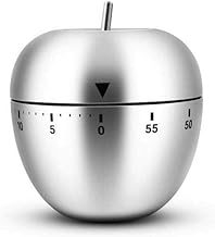 Mockery 60 Minute Apple Shaped Stainless Steel Kitchen Timer with Loud Ring Countdown, Manual Portable Mechanical Alarm Clock for Cooking, Baking, Steaming