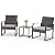 Bezseller 3 Piece Outdoor Patio Furniture Set, Patio Bistro Set Wicker Conversation Set, Modern Rattan Chair with Glass Coffee Table for Backyard, Porches, Poolside, Lawn and Balcony