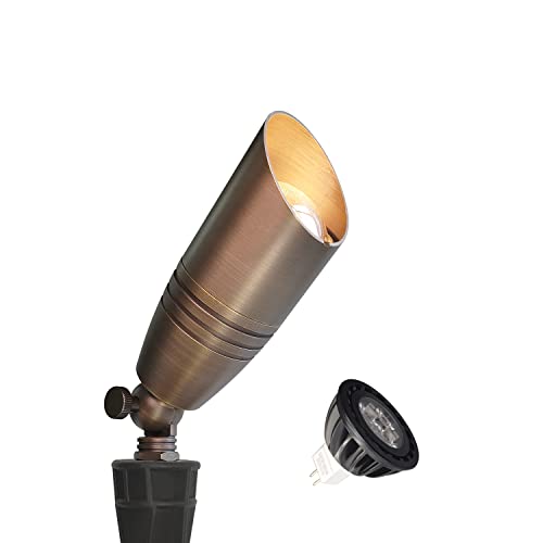 Coloer Die-Cast Brass Led Landscape Spotlights Outdoor, 5W 12V Ac/Dc Low Voltage Lighting, Ip65 Waterproof Outdoor Directional Up Light, 2700K Warm White Spot Lights For Yard(102B,1 Pack With Bulb) #TOP7