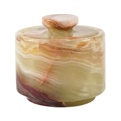 MARBLOUS KRAFTS stylish marble sugar dispenser 3.5 oz salt cellar, salt container and marble décor 3" X 3" Kitchen décor and Salt Pepper Bowls salt dispenser (Green Onyx)