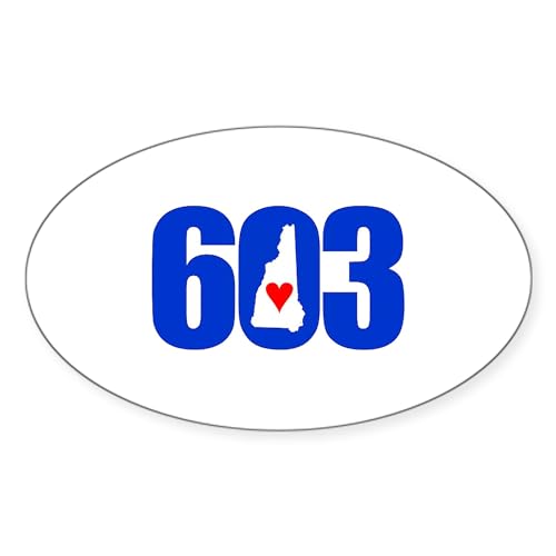 CafePress 603 New Hampshire Love Sticker Oval Bumper Sticker, Euro Oval Car Decal