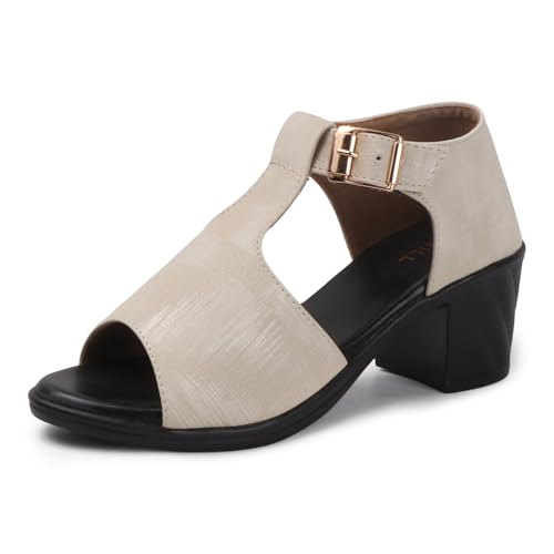 Image of Denill Fancy & Comfortable Brown Heel Sandal with Ankle Strap for women & Girls