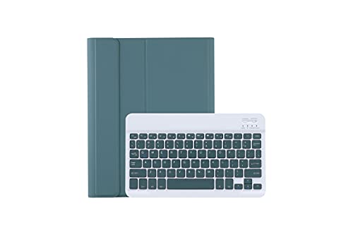 iPad Air 4キーボードケース (QWERTY)、TianTaケース取り外し可能なワイヤレスBluetoothペンスロット折りたたみスタンド付きiPad Air第4世代2020 10.9インチ用スリム磁気PUレザースマート保護カバー - 濃い緑色