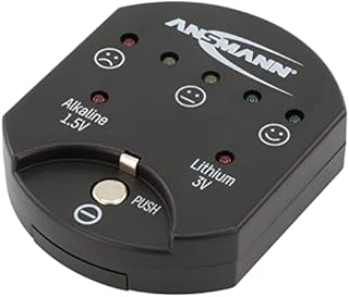 Ansmann 1900-0035 przyciskowy tester baterii z wyświetlaczem LED [opakowanie 1 szt.] Kontroler stanu baterii monet, idealny do testowania baterii alkalicznych i litowych