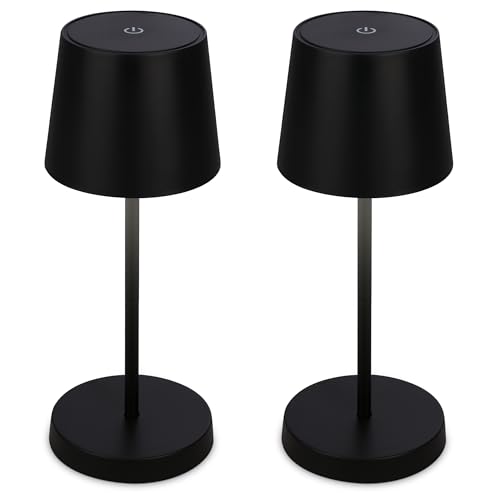 BRILONER - Lot de 2 lampes de table LED sans fil avec commande tactile, intensité réglable par paliers, lampe de chevet sans fil, salon à poser, chevet, bureau,...
