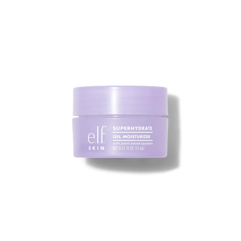 e.l.f. cosmetics Mini SuperHydratee Moisturiser, Fast-Absorbing, Non-Greasy, Gel Formula, Hydrates, Tones, Clarifies, Protects, Infused with Vitamin E, 0.51 fl oz