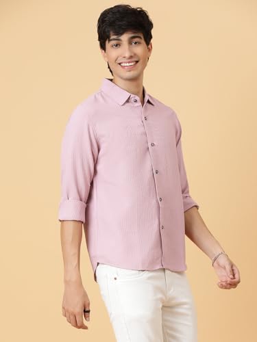Image of KOTTY Men's Textured Casual Shirt - Long Sleeve||Button-Down Collar||Classic Fit