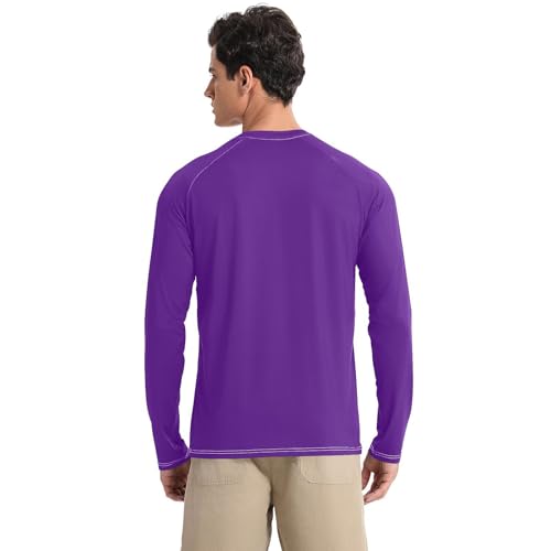 Indigo Purple Sun Protection SPF Rash Guard Shirt Loose Type Elasticity Mens Sun Shirts Protection Long Sleeve Summer2