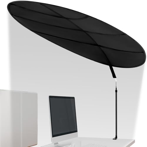 Juexica 51'' Adjustable Office Cubicle and Desk Shade, Large Portable Cubicle Light Shade with Clamp, Foldable Rotatable Canopy Blocks Light or Disturbance for Working Accessories, Black