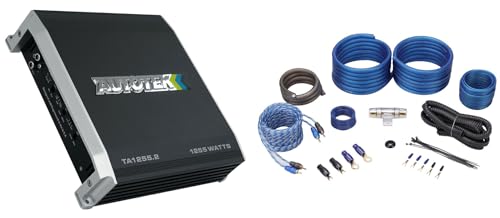 Audiosavings Bundle: (1) Autotek TA-1255.2 1200 Watt 2 Channel Stereo Car Audio Amplifier Bundle with (1) Rockville RWK41 4 Gauge Complete Car Amp Wiring Installation Wire Kit with RCA's (2 Items)
