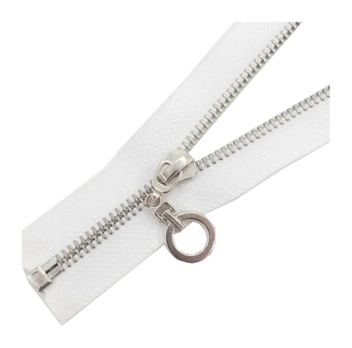 RSRSR Cremallera metálica de Extremo Cerrado/Abierto for Coser, Cremallera de Moda Resistente for Chaquetas, Bolsos y Manualidades, Accesorios de Costura de Prendas(White End-Open,30cm)