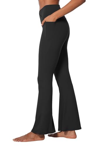 Sunzel Flare Leggings for Women with Pockets, Crossover Yoga Pants with Tummy Control, High Waisted and Wide Leg3