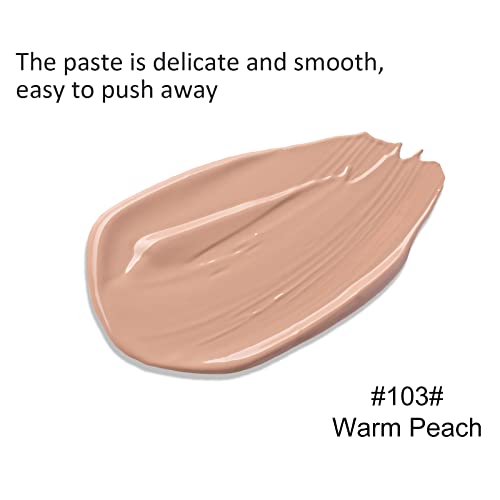 Kyda Matte Liquid Foundation, Full Coverage Concealer Foundation Cream, Oil Control Long Wear Lightweight Foundation Makeup-103 Warm Peach #TOP1