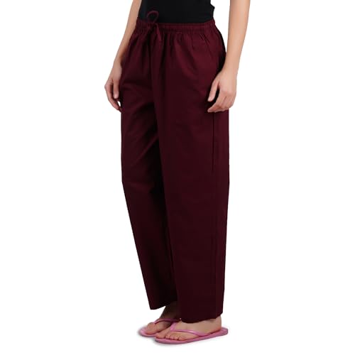 Image of Happy Bunny Parallel Pants for Women 100% Cotton Ankle Length Trousers Regular Fit with Elastic Drawstring Stylish & Pockets Casual Formal Wear for Office & Home