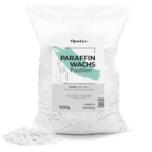 Oputec 900 g de cera de parafina pastillas para velas: cera blanca – hacer velas tú mismo – Cera para verter – Crea y rellena tus propias velas – Fabricado en Alemania