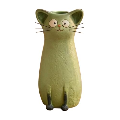 Vase chat mignon en résine bibelot de bureau pour fleurs artificielles - 7