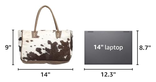 Image of Myra Bag Cow Print Purses for Women - Canvas and Hairon Bag with Leather Shoulder Strap, Western Style Women's Purses