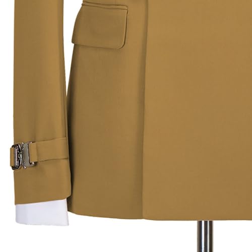 Image of Men's 2 Piece Suit with Metal Clasp Slim Fit Suit Stylish Business Pants Casual Wedding Grooms Tuxedo Suit