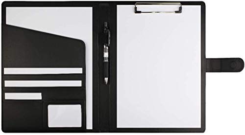 Dproptel Porte-documents en similicuir A4 avec bloc-notes pour réunions et entretiens Noir