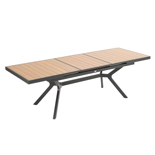 Oviala Table de Jardin Extensible 8 à 10 Places en alu et Effet Bois 250cm