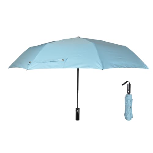Image of Amazon Basics 3-Fold Travel Umbrella - Sophisticated Auto-Open Auto-Close Mechanism, Large 42 inch Canopy, RainProof & UV Protection|Ideal for Men & Women | Stylish, Durable, and Functional Design