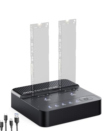 Image of Dual Bay NVMe SSD Cloner & Duplicator - 20Gbps USB 3.2 Gen 2x2 M.2 Enclosure Dock, Tool-Free Offline Clone Reader /Adapter for PCIe NVMe SSDs (M-Key /B+M Key) Supports 2230 2242 2260 2280 22110