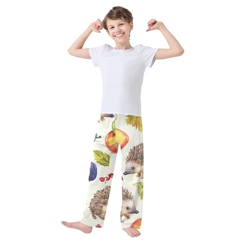 ZZXXB Hedgehogs Fruit Boys Long Pants Soft Trousers Elastic Waist Kids Lounge Bottoms with Pockets S-XL2