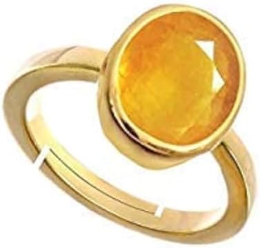 Anuj Sales 5.25 Ratti Yellow Sapphire/Pukhraj Crystal Gemstone Ring for Astrological Purpose Panchdhatu Gemstone for Men & Women(Yellow)