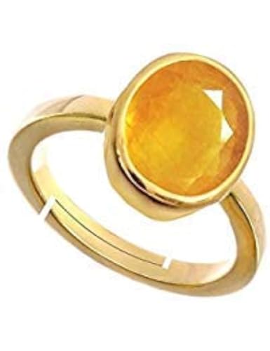 Anuj Sales 5.25 Ratti Yellow Sapphire/Pukhraj Crystal Gemstone Ring for Astrological Purpose Panchdhatu Gemstone for Men & Women(Yellow)