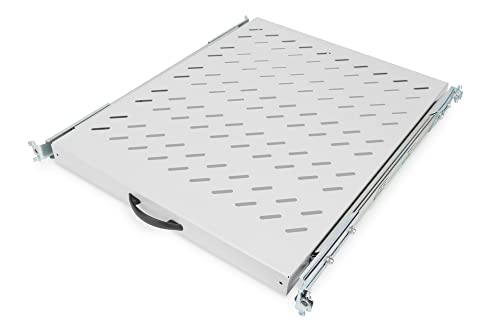 DIGITUS Professional - Baldas extraíbles para armarios de 483 mm (19') - DN-19 TRAY-2-800 - Accesorio delantero y trasero, carga 25 kg, desde 800 mm profundidad, 1 unidades de altura, color gris