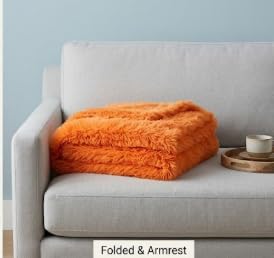 Image of Prokart Soft Faux Fur Fabric Cloth - 60 Inch Wide Pana | Fur Fabric Decorative Cloth for Crafting Soft Toys, Fancy Dress, Baby Photoshoot, Wedding Mandap & Party Decor (Orange, 1 Mtr)