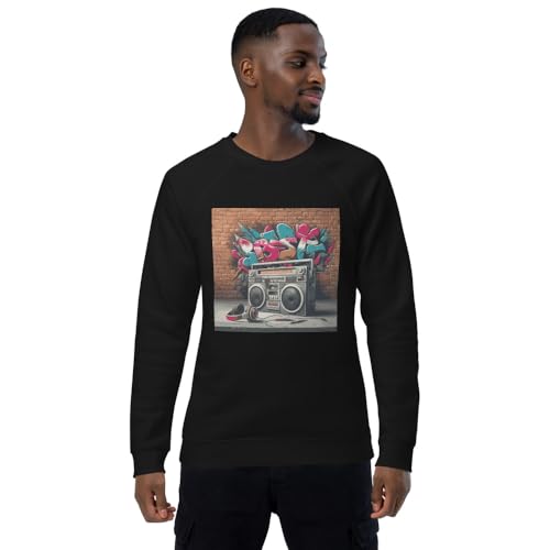 Sweat-shirt raglan noir HH-90 en coton biologique de qualite superieure taille S