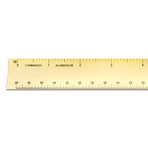 Image of Alumicolor Aluminum Combination Hollow Drafting Scale for School, Office and Art, 12IN, Gold