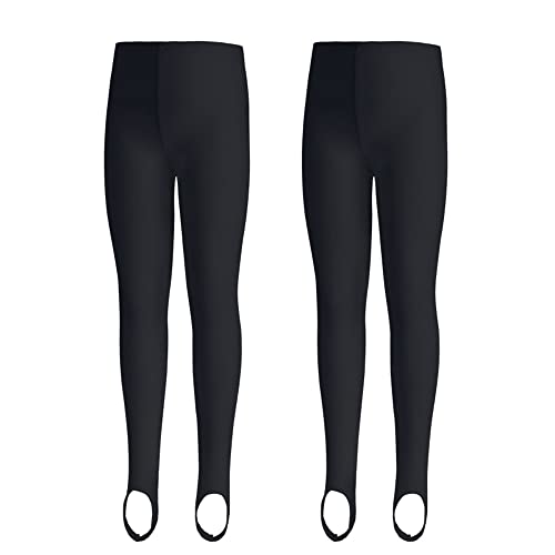 Girls Stirrup Pants 2 Pack Stretchy Tight Leggings Smooth Gymnastics Ballet Dance Stockings
