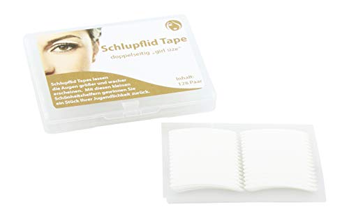 SCHLUPFLID TAPE® doppelseitig Größe S - girl size 128 Paar (256 Stück)- Augenlidlifting ganz ohne OP! Augenlid Streifen gegen Schlupflider (24h Halt, wasserfest, hautfreundlich)