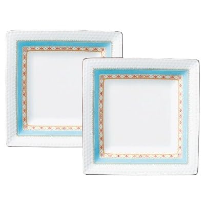 ノリタケ(ハミングブルー)19cmスクエアプレートペア