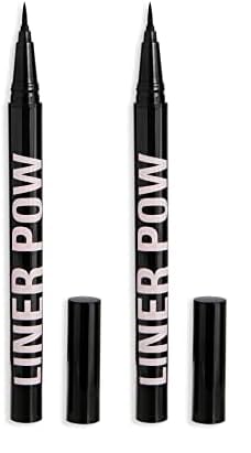 Makeup Revolution, Liner Pow Liquid Eyeliner, Waterproof & Longlasting Formula, Black, 0.5ml (Pack of 2)