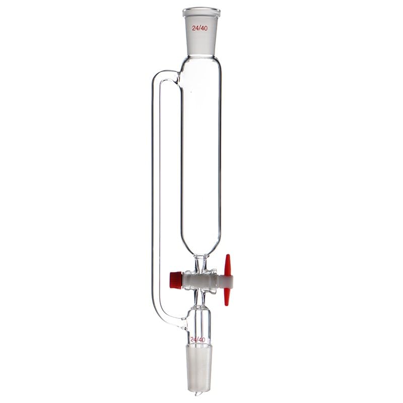 Embudo de vidrio de laboratorio de presión constante de 10 ml a 1000 ml con tapón de PTFE - Embudo de separación cilíndrico de goteo for uso en laboratorio(500ml 24x24)