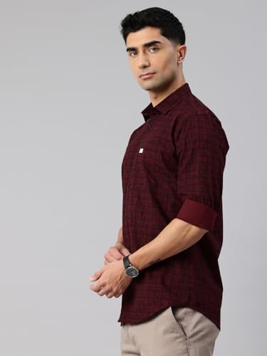Image of Majestic Man Cotton Checkered Slim Fit Casual Shirt For Men