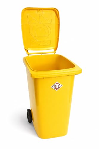 Image of OTTO Plastic Manual-Lift Garbage Waste Dustbin with Wheels 240 Ltr Yellow