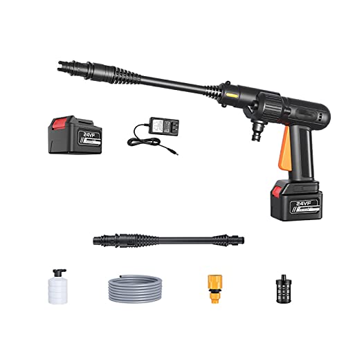 Hidrolimpiadora A Batería, MAX 50 Bar Pistola De Agua A Presión Con Motor En Cobre Puro 300W, Boquilla 6 En 1, 1 X 3,0Ah Batterie, Ideal Para Limpieza De Coches Y Exteriores