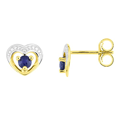 Boucles d'oreilles saphir cœur or 18 carats cadeau femme