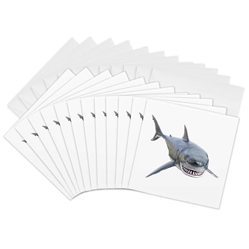 Cartes de vœux requin blanc 3dRose lot de 12 formats 15x15 cm