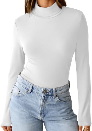 Womens Long Sleeve Shirts Mock Turtleneck Fall Fashion Basic Thermal Underwear Tops Winter Clothes 2025