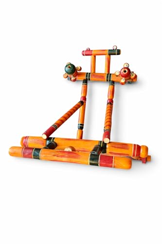 Image of Wooden Walker for Kids, Colourful Hand-Painted Push Along Baby Walker Toy