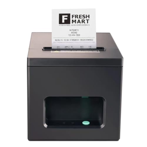 Image of BonKaso BKT04 80mm Thermal Receipt Printer POS Bill Printer 200mm /s High Speed ESC /POS with Auto Cutter USB LAN WiFi BT Connectivity for Retail Restaurant Warehouse Pharmacy 12x16x12cm Black