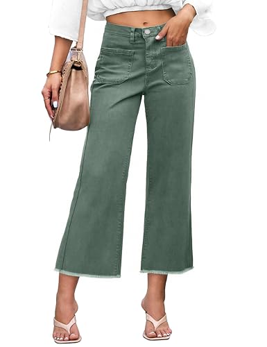 Denim Women Cropped Trousers Jeans Pants Leg Jeans High Rise Pants Stretchy with Pockets