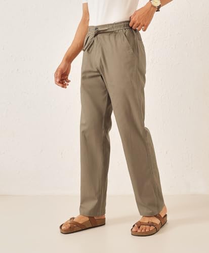 Image of Majestic Man Men's Premium Linen Blend Pants | Lightweight Fabric | Elastic Waist with Drawstring | Regular Fit | Side, Back Pockets | Perfect for Casual, Holidays & Travel